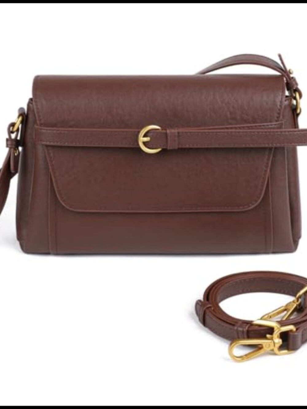 Genuine Leather Shoulder Bag Crossbody Handbag Purse with 2 Straps